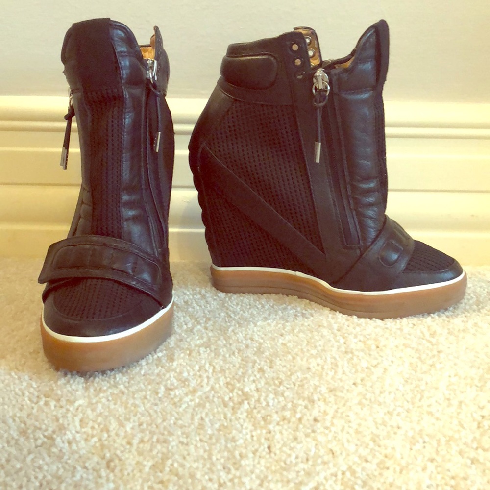 wedged sneaker booties - new (worn only once)
